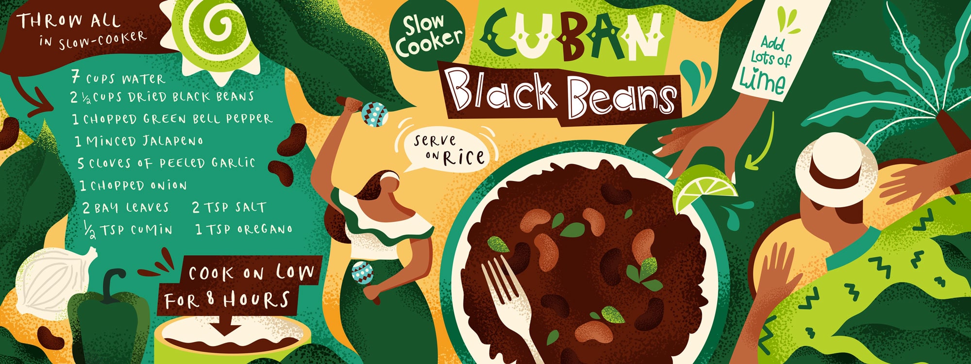 cuban black beans illustration